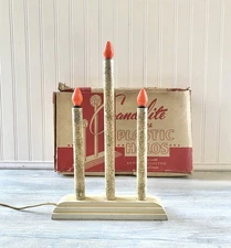 Vintage Wood Candelite Christmas Candle Candolier Working Mazda Lamp No Halos