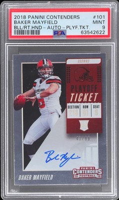 2018 Panini Contenders Baker Mayfield #101A PSA 9 RC Playoff Ticket Autograph