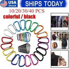 NEW 10 20 30 40 Carabiner D Shape Spring Clip Snap Key Hook Keychain Buckle