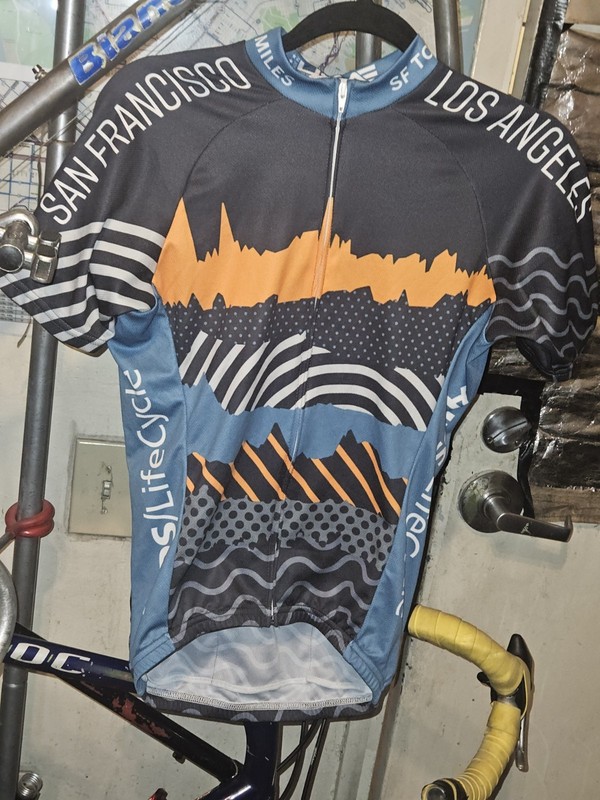 Volerl9 LifeCycle Y2K AIDS SF to LA Cycling Jersey, Full Zip Short Sleeve, SizeS