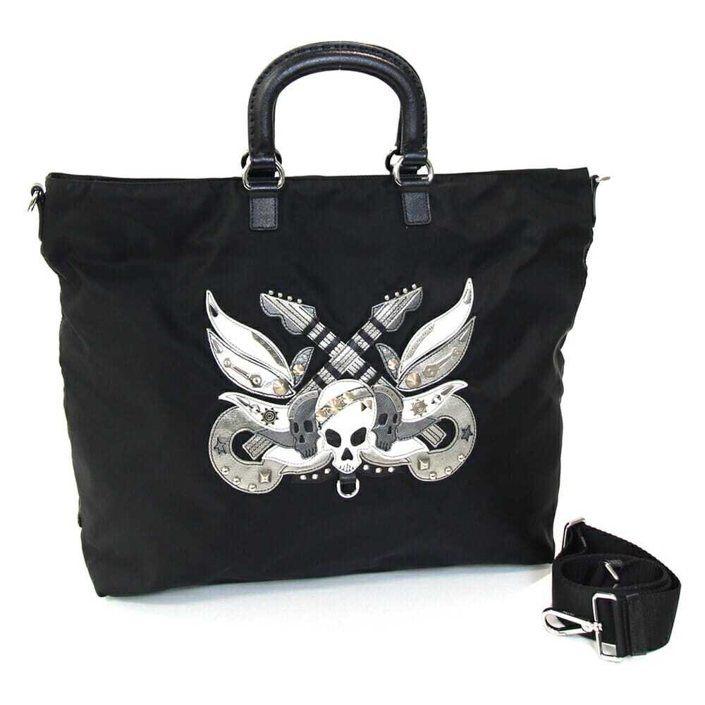 Prada 2Way Handbag Va889C Black Nylon Leather Used Shoulder Bag Crossbody Skull