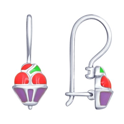 Silver earrings girls earrings children earrings 925 silver enamel brand jewelry