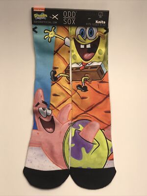 Odd Sox SPONGEBOB AND PATRICK PLAY Crew Socks Men's Sz 6-13 one pair multi  NEW