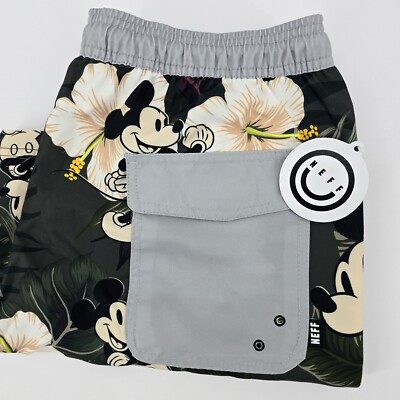 NEFF DISNEY MICKEY MOUSE HAWAIIAN SWIM BOARD MENS SHORTS SIZE S