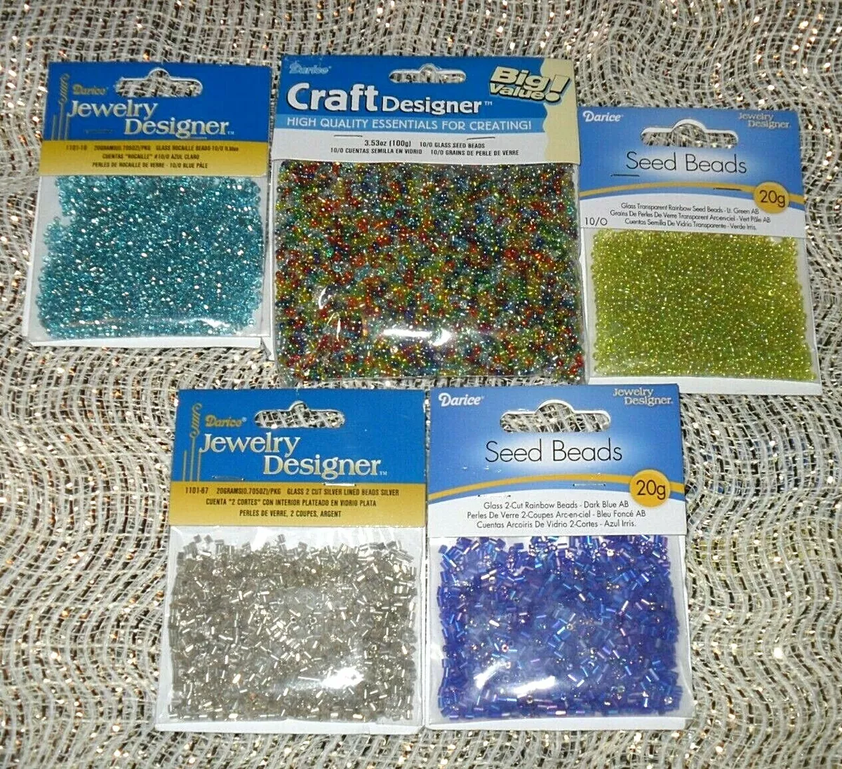 DARICE Jewelry Design Craft BEADS -2 Cut-Silver-Dark  Blue-Blue-Green-Multi-Color