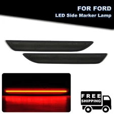For 2015-2022 Ford Mustang GT Smoked Lens LED Rear Bumper Side Marker Light Lamp
