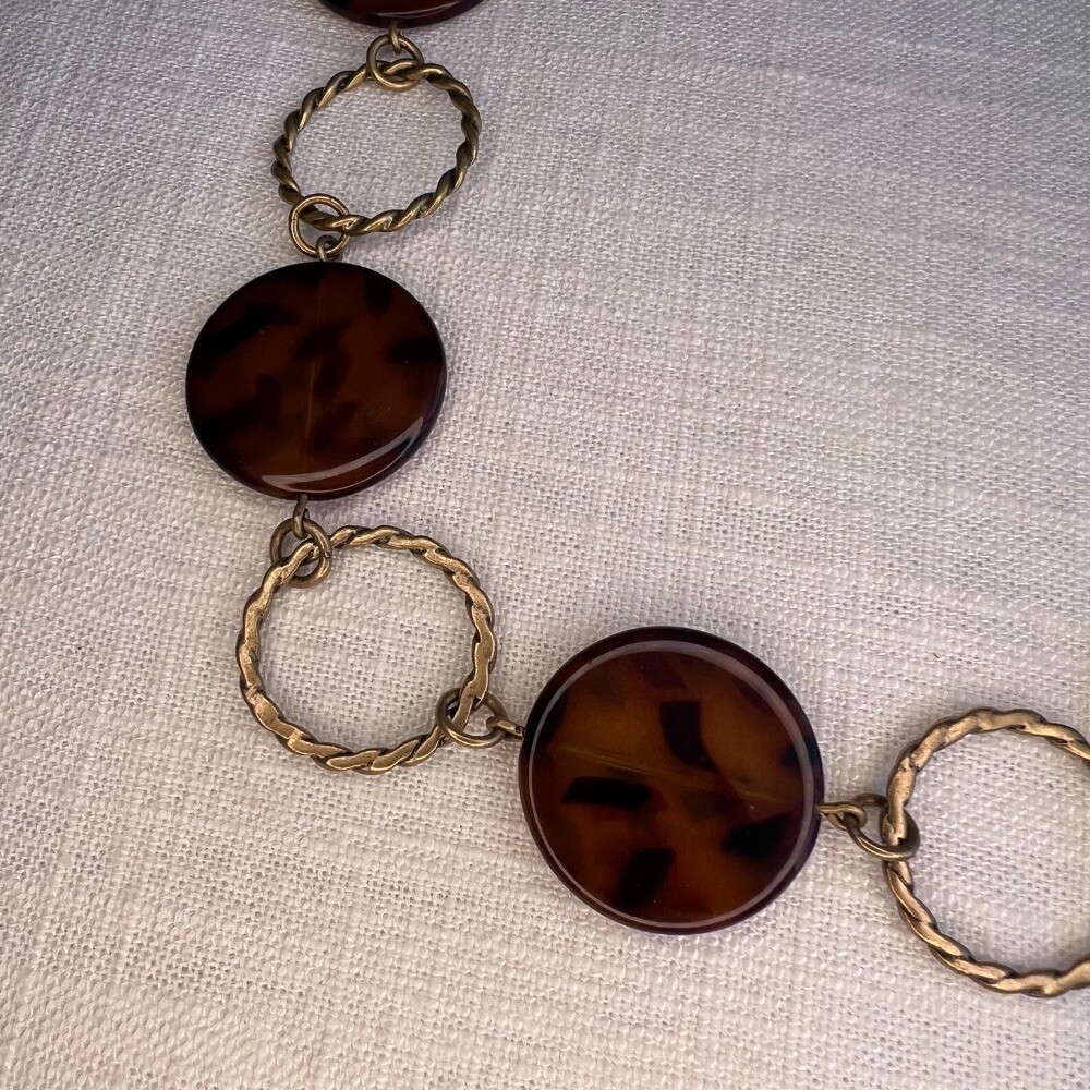 Express Statement Necklace Tortoise Shell Gold Ch… - image 2