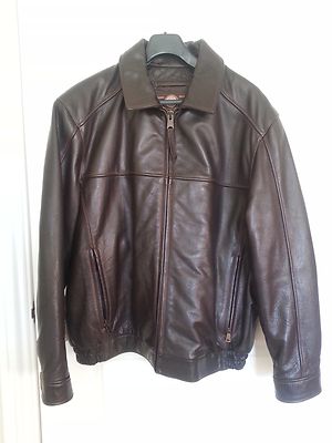 Mens Brown Leather Jacket Large 