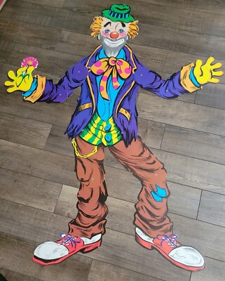 VINTAGE BEISTLE STYLE JOINTED CLOWN CUT OUT OVER 4 FEET TALL