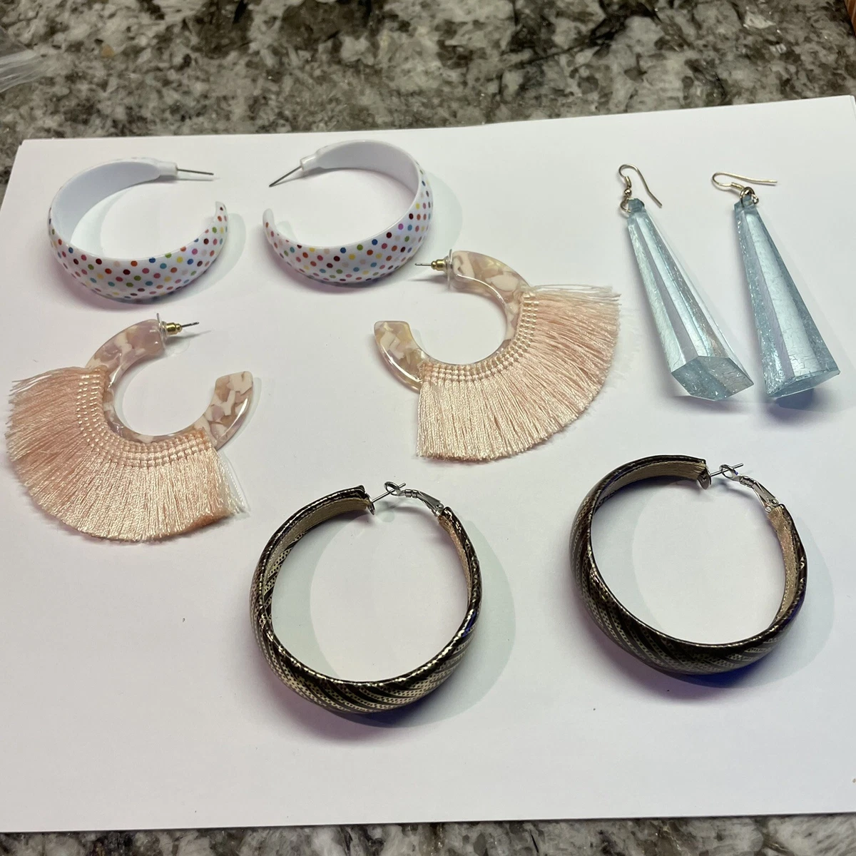 Lot Of 4 Large Statement Costume Earrings Pierced Dangle Hoop eBay