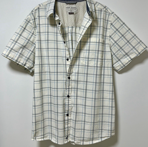 Cody James Western Short Sleeve White Striped Button Down Shirt Men's Size XL