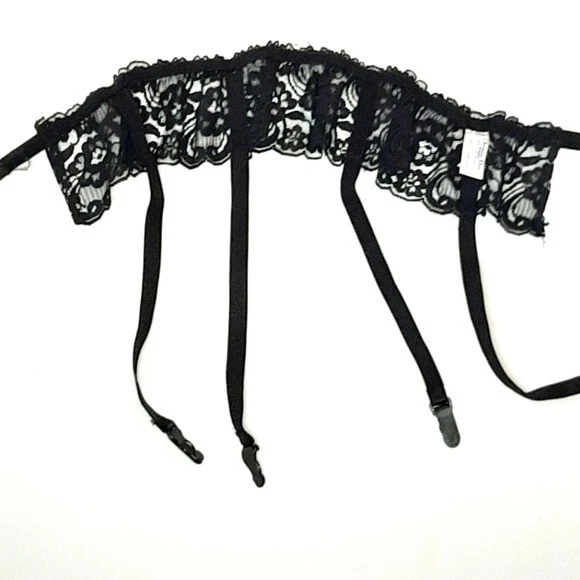 Ceinture jarretière en dentelle noire vintage Christian Dior, taille 22