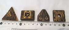 ANTIQUE LOT 4 GRANDS AKAN - POIDS A PESER L'OR BRONZE GEOMETRIE  -AFRIQUE -N° 7