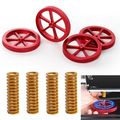 Creality 4PCS Upgraded Aluminum Hand Twist Leveling Nut and 4PCS Hot Bed Die Spr