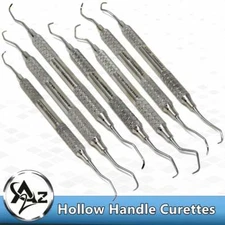 Dental Gracey Curettes 1/2 to 13/14 Periodontal Hollow Handle Steel Instruments