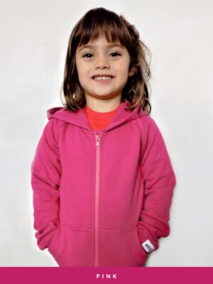 Rosa Etici Kapuzenpullover mit Reißverschluss für Kinder - ethische Herkunft
