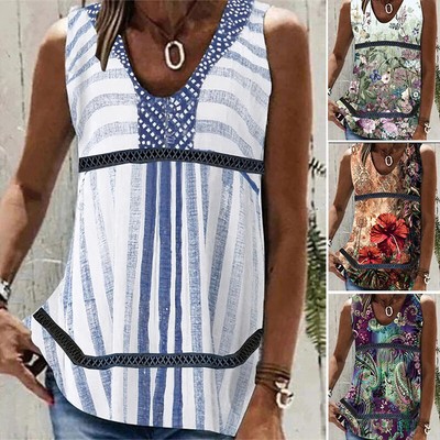 Camicetta Camicia Senza Spalline Donna Senza Maniche Floreale