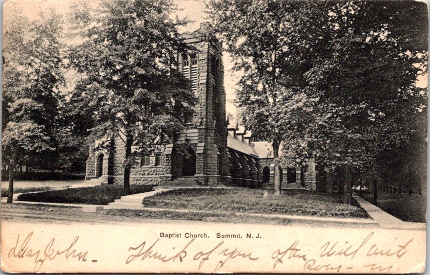 Vintage Postcard Baptist Church Summit New Jersey NJ 1907                   T290