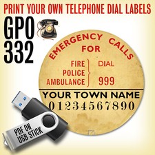 REPRO TELEPHONE DIAL NUMBER LABELS Bakelite 300 series | Print own | PDF on USB