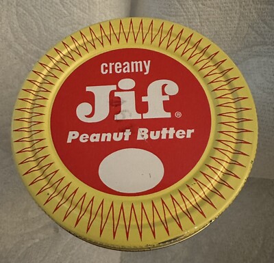 Vintage 1960s JiF Creamy Peanut Butter Glass Jar No Label Lid