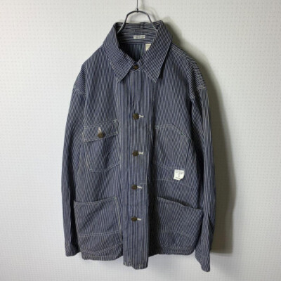 90s　SUGAR CANE　Railroad Jacket　ヒッコリー　ワーク 90s SUGAR CANE Railroad Jacket Size:38 White and navy stripes