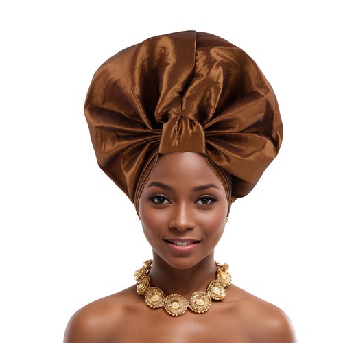 Berretto hijab donna africano Aso Oke cravatta automatica gel nigeriano cappello da sposa fascia per la testa - Foto 41 di 44