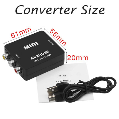 RCA to HDMI Converter - [3In1] with Extra HDMI Cable - AV Composite to 1080P HDM