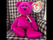 Rare Ty Beanie Babies Millennium  millenium  Purple Beanie Bear 1999 Retired
