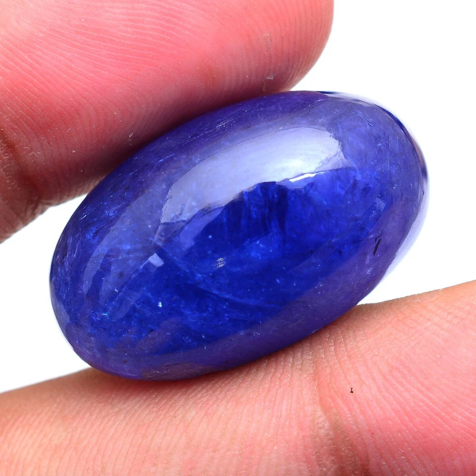 Enorme piedra preciosa cabujón azul vibrante rara tanzanita natural certificada 49,95 quilates Foto 2 de 4