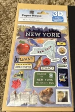 Paper House Dimensional NEW YORK STATE Stickers 22 Pieces Travel