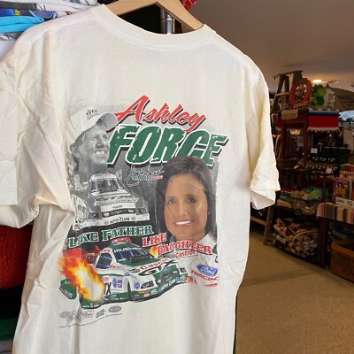 2000s NHRA ASHLEY FORCE T-shirt Y2K White L Funny Car Drag Racing Tee