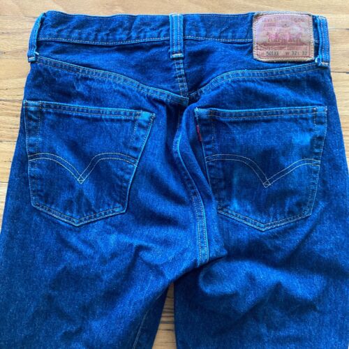 VINTAGE 1947 STILE LEVIS 501XX BIG E JEANS UOMO BLU INDACO CIMELLA DENIM 32 - Foto 6 di 13
