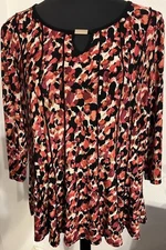 Ava & Grace Women's Top  3/4 Sleeve Red Black PXL