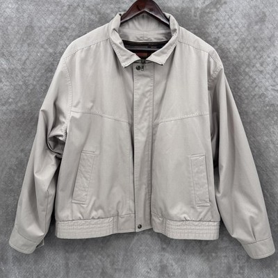 London Fog Jacket Mens 46 Beige Bomber Plaid Lined Removable Insulated Coat