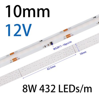 12V24V WS2812 COB RGB RGBIC LED Strip Addressable Full Color Flexible Tape Light