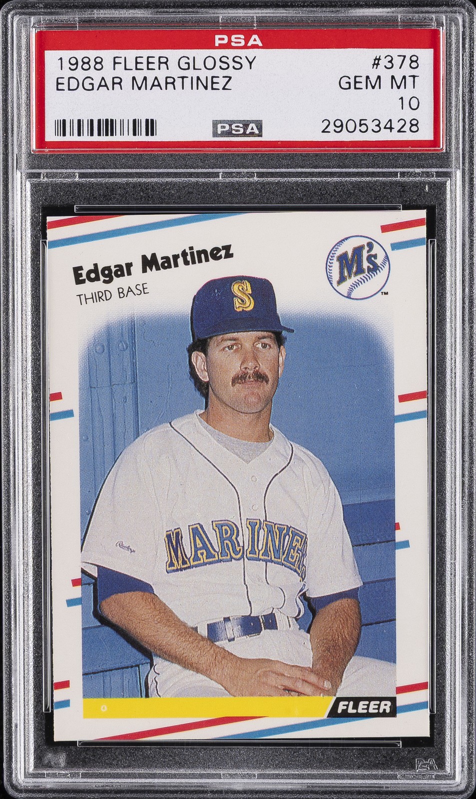 1988 FLEER GLOSSY #378 EDGAR MARTINEZ PSA 10