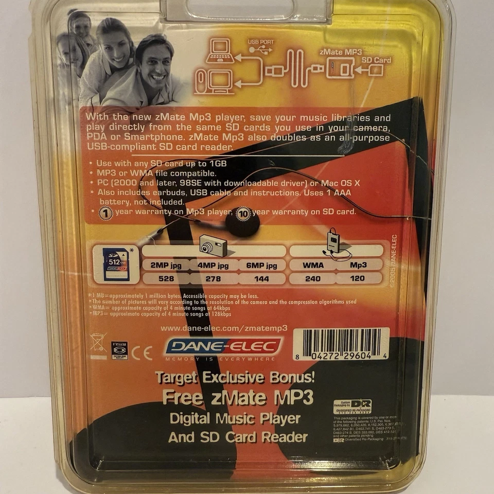 Genuine Dane-Elec zMate MP3 512MB SD Memory Card SD-M512 - Image 2 of 4