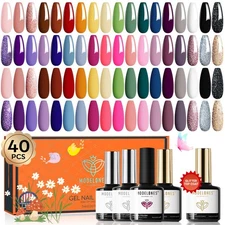 modelones 40 PCS Gel Nail Polish Set, 36 Colors Summer White Yellow Green Hot Pi