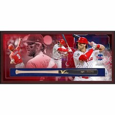 Bryce Harper Phillies FRMD Signd Barrel Handle Victus Game Model Bat Shadow Box