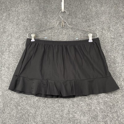 Aqua Green Swimwear Estilo Black Swim Skirt Womens Large Bathing Suit Bottom NWT