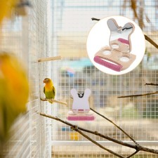 Parrot Play Stand Bird Mirror Cage Feeding Station Food Dish Perch