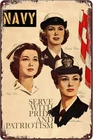Vintage Tin Metal Signs WW2 US Navy Women Recruiting Poster Serve With Pride Mil