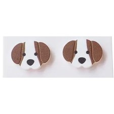 Brown  White Puppy Stud Earrings   Cute Dog Jewelry