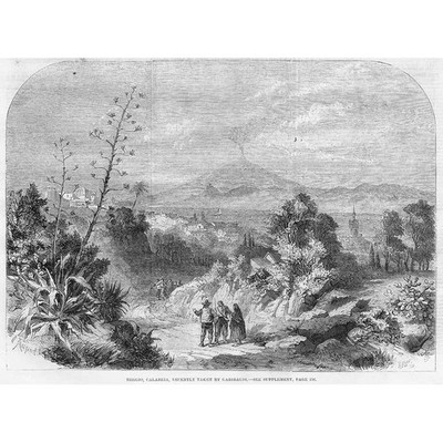 ITALIEN Reggio, Kalabrien kürzlich von Garibaldi aufgenommen - antiker Druck 1860