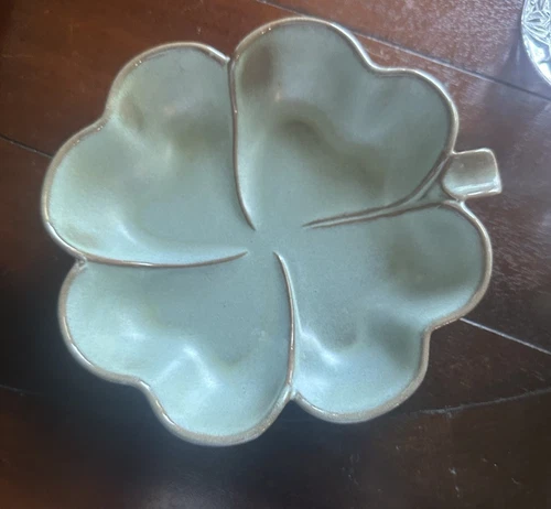 Frankoma Pottery 4 Leaf Clover Ashtray Trinket Dish Blue Woodland #223 Vintage