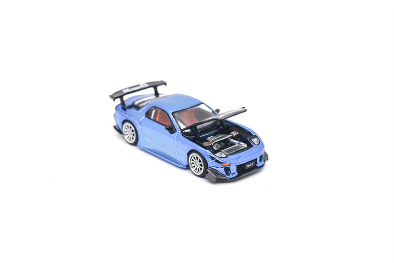 Xcartoys x POP RACE 1:64 RX-7 Re-Amemiya Widebody Chorome Blue Diecast Model Car