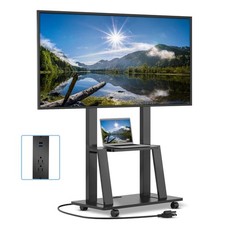 Rolling TV Stand for 32-80 Inch TVs, Mobile TV Cart with Power Outlet, Outdoo...