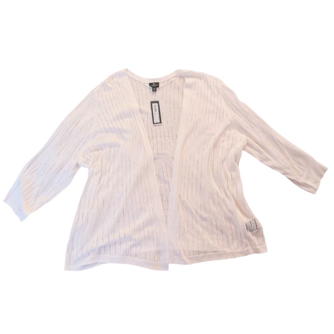 Worthington Women's White Open Front Sweater Cardigan 2xl NWT Country Club