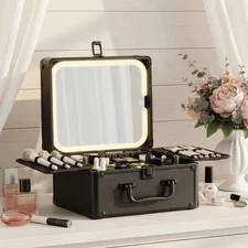 Makeup Case With A Detachable Lighted Mirror, 3 In 1 Travel Makeup Bag-ZengC