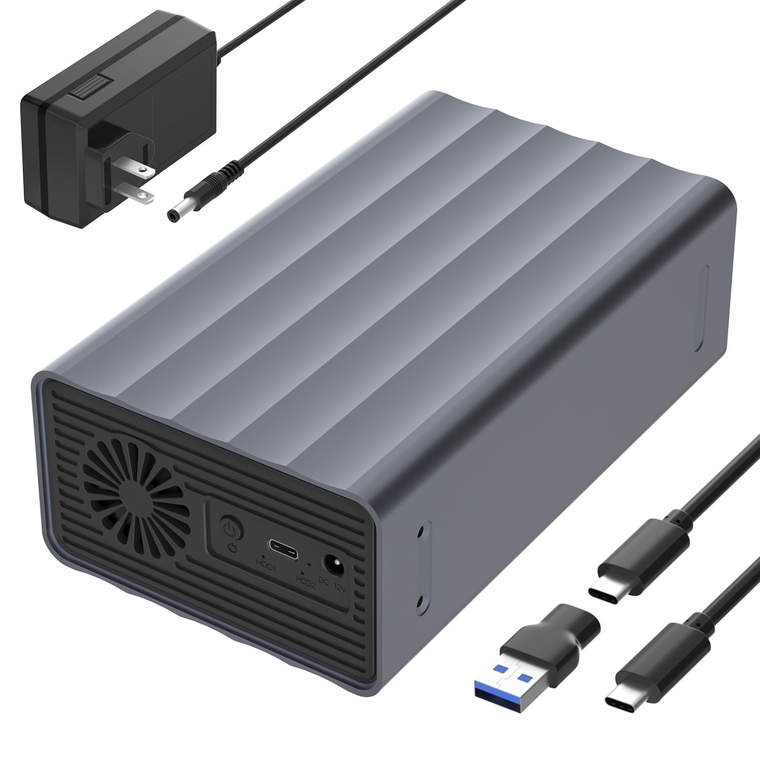 2 Bay Hard Drive Enclosure For 2.5/3.5 Inch SATA Up To 48TB 